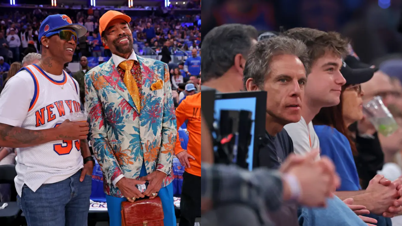 Yankees Ace Cam Schlittler, Ben Stiller, Patrick Ewing Pack Star‑Studded Knicks Playoff Opener as New York Cruises Past Hawks